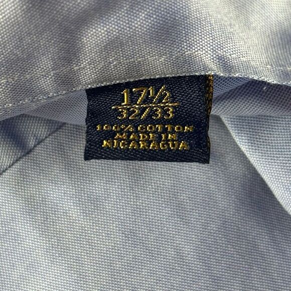 Club Room Pinpoint Regular Fit Blue Dress Shirt size 17.5 - Picture 4 of 5